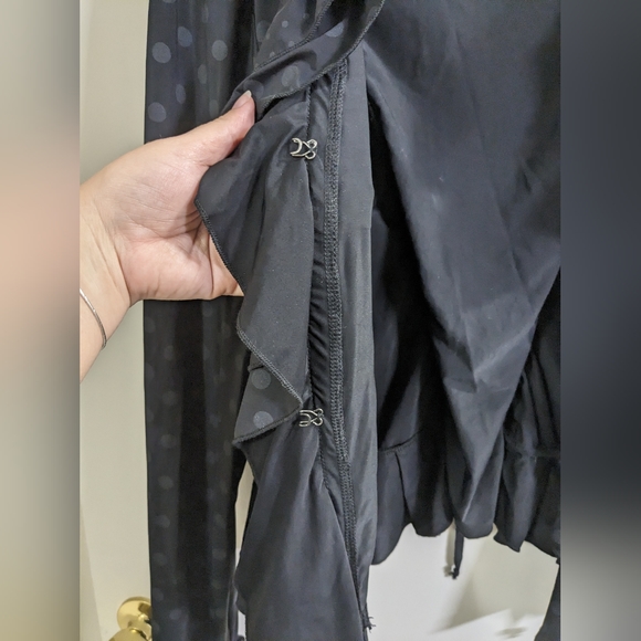 Lan Vie black and gray polka dot stretchy jacket with corset back - Picture 3 of 8